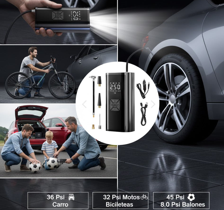 🔥Kit de Seguridad Vial Pro:Inflador De Aire Eléctrico CMP-01🚨