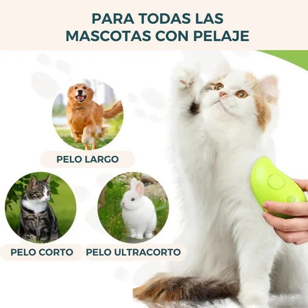 Spa Pro 3-en-1: Cepillo a Vapor para Mascotas Felices 🐾✨